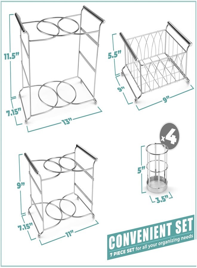 Sorbus Buffet Caddy - 7-Piece Stackable Set Includes Plate, Napkin, and Silverware Holder, 3-Tier Detachable Tabletop Organizer Ideal for Kitchen, Dining, Entertaining, Parties, Thanksgiving (Silver) - Image 3