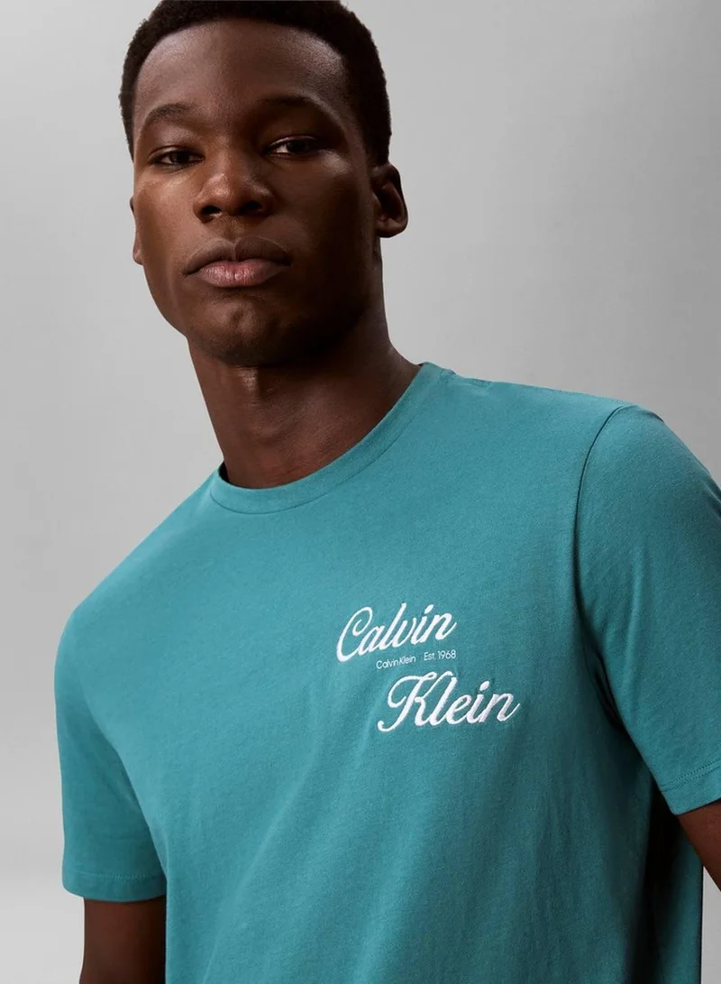 Calvin Klein Jeans North Sea Embroidered Logo T-Shirt for Men | Best Price UAE