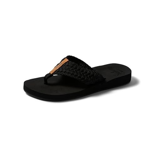Reef Cushion Threads Womens Flip Flop, Ultra Soft Cushion Footbed, Arch Support, Black, 7 - Image 1