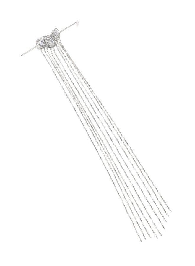 SOHI Women's The Dagger Heart Hairpin For Casual Wear | Crystal Silver Colour | Alloy Material | Interlock Closure | Artificial Stone Hair Accessories| Fashion Hairpin For Women & Girls - Image 1