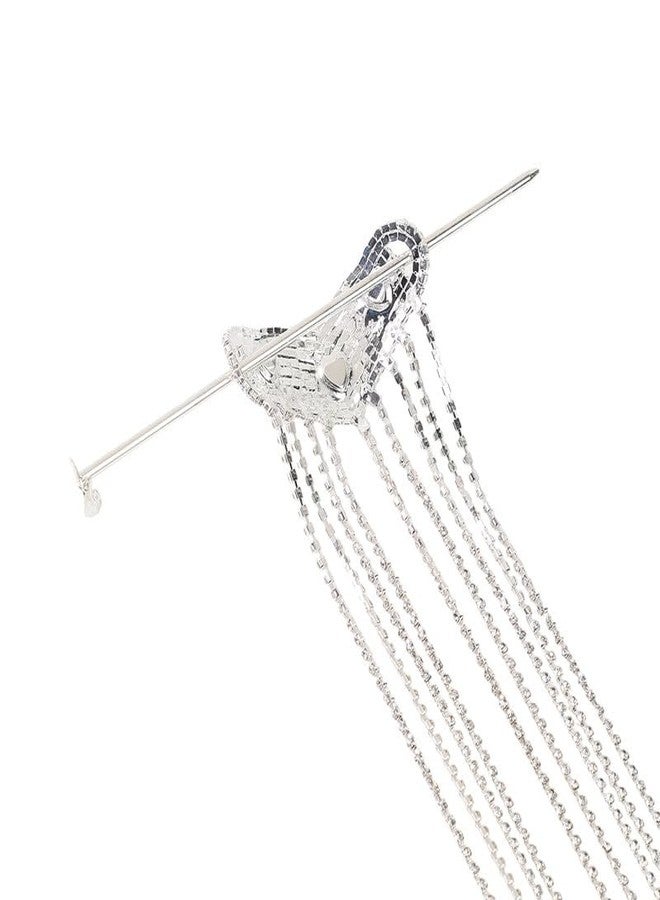 SOHI Women's The Dagger Heart Hairpin For Casual Wear | Crystal Silver Colour | Alloy Material | Interlock Closure | Artificial Stone Hair Accessories| Fashion Hairpin For Women & Girls - Image 5
