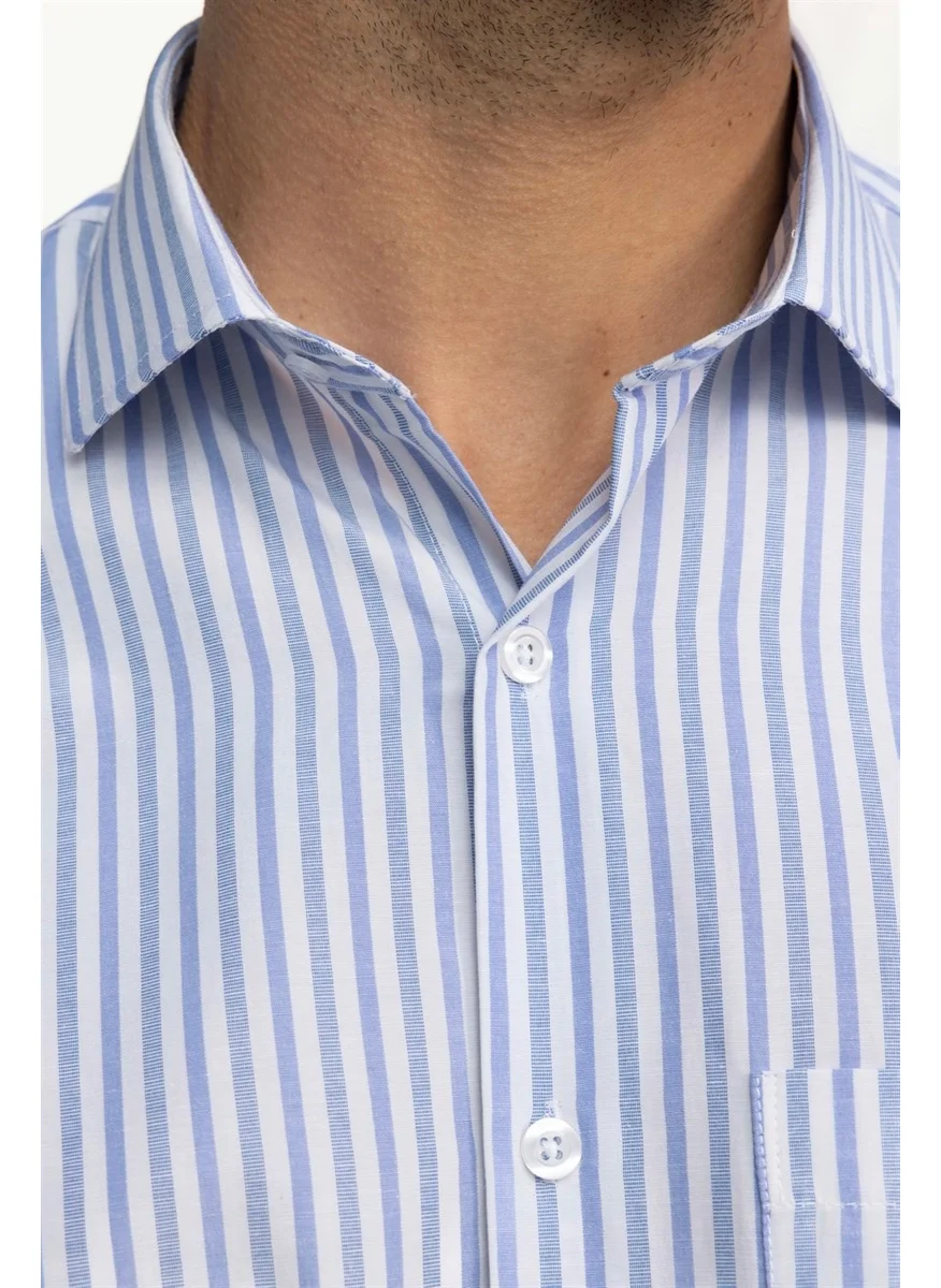 تودورس Classic Fit Comfortable Slim Striped Cotton Tie Collar Men's Shirt