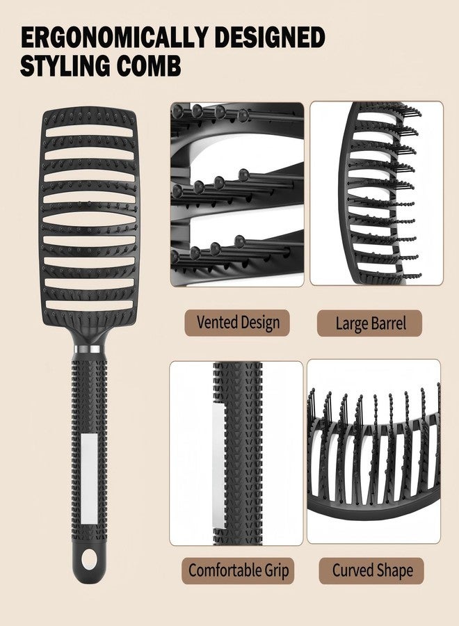 Gowwim Hair Brush, Curved Vented Hair Brush for Blow Drying, Detangling & Volumizing - Anti-Static Scalp Massage Brush for Women, Men & Curly Hair - Professional Styling Tool for Thick Hair, White - Image 3