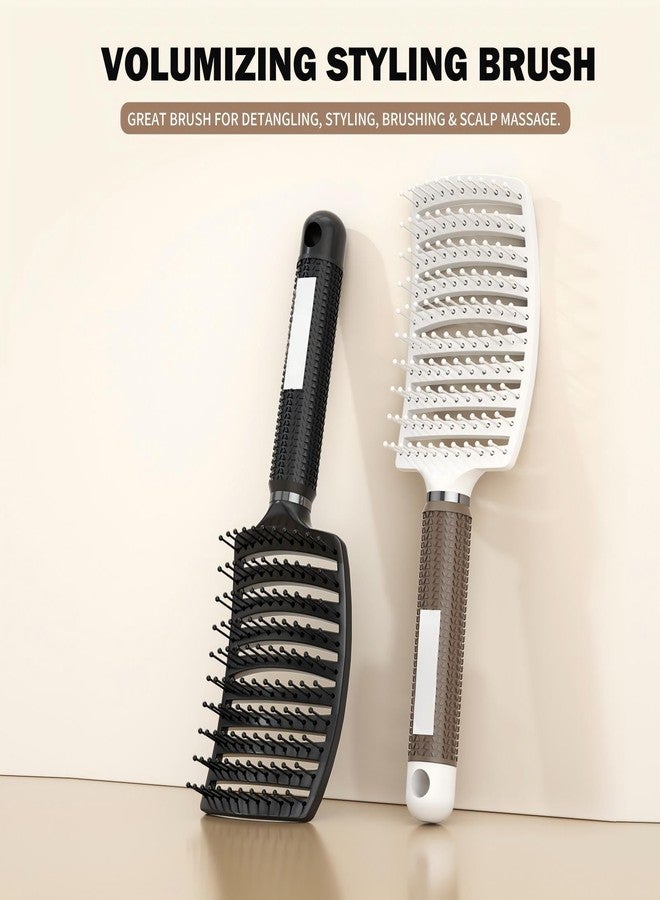 Gowwim Hair Brush, Curved Vented Hair Brush for Blow Drying, Detangling & Volumizing - Anti-Static Scalp Massage Brush for Women, Men & Curly Hair - Professional Styling Tool for Thick Hair, White - Image 2