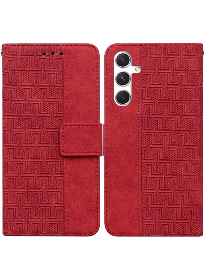 اس-توب جراب لهاتف Samsung Galaxy S24 5G، جراب هاتف جلدي منقوش هندسيًا - Image 1