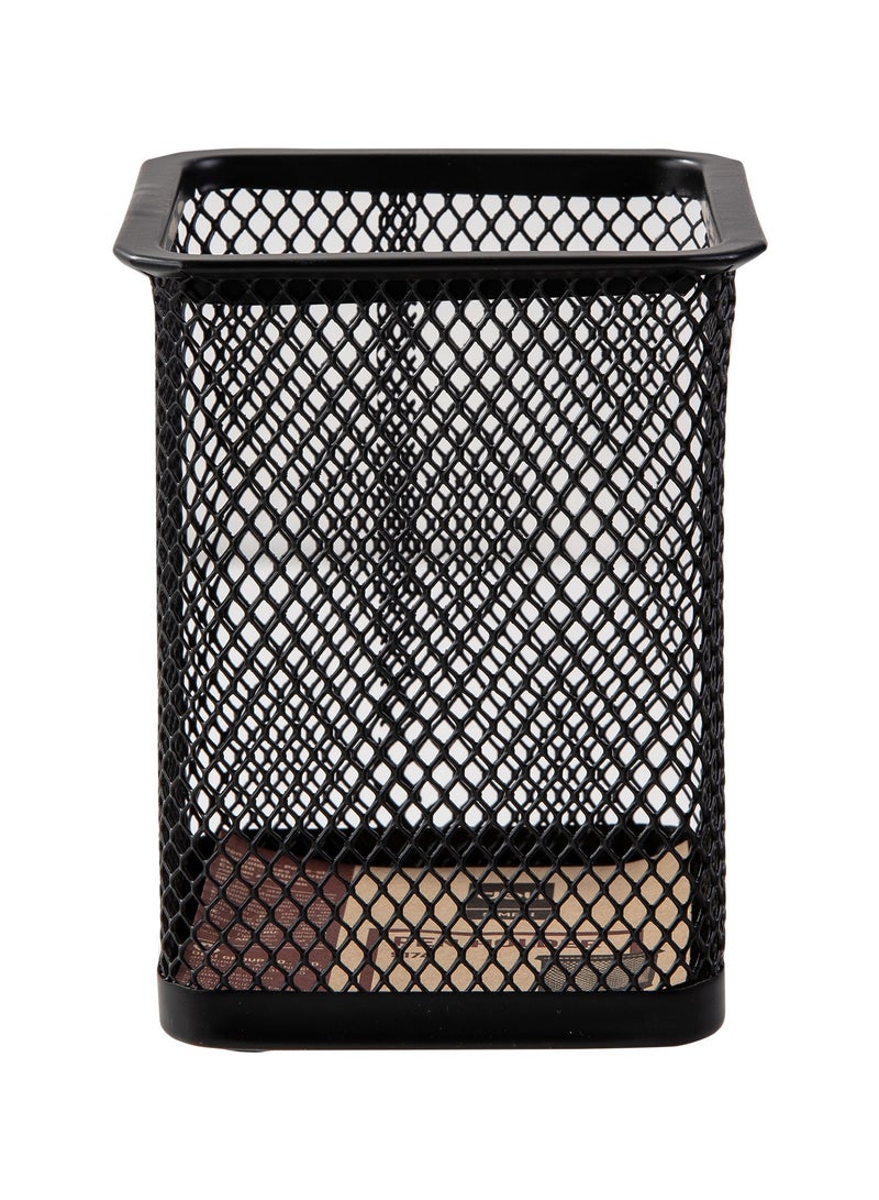 Deli E9174 Pen Holder 80×80×90mm Mesh Steel Ideal for Office Desktop – Black - Image 2