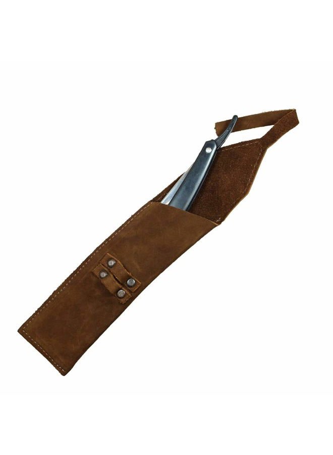 Hide & Drink Rustic Leather Straight Razor Case Handmade (Swayze Suede) - Image 1