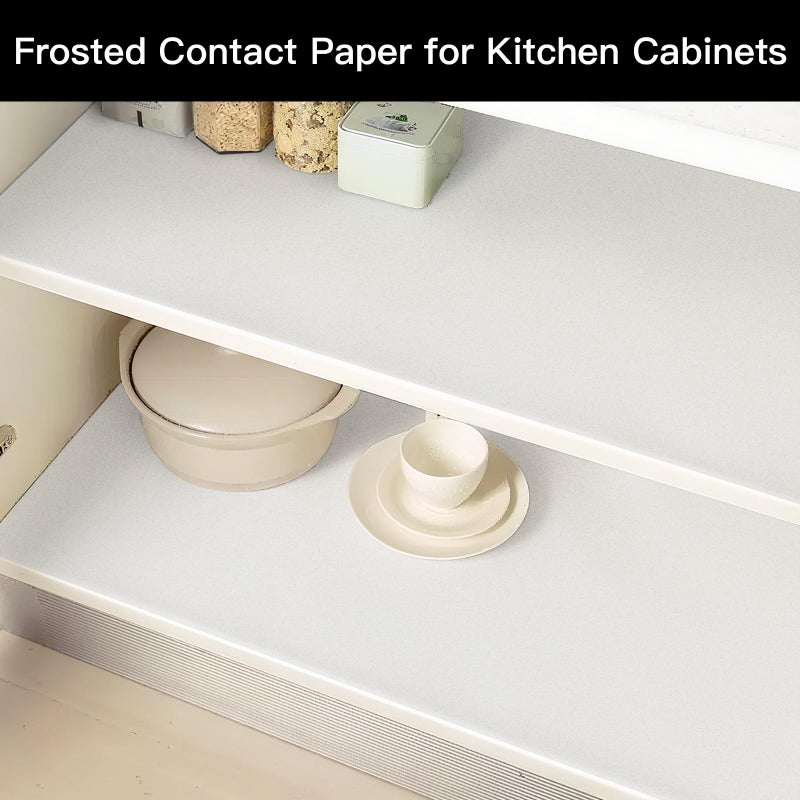 Ismoon Frosted Contact Paper 17.7''x118'' Window Privacy Film Frosted Glass Self-Adhesive Paper Removable Protective Film Waterproof Liner Drawer Shelf Kitchen Cabinet Desk Fridge Roll - Image 2