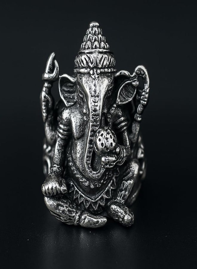 THE MEN THING MYSTIC GANRAJ RING - Pure Stainless Steel Men’s Steel-Plated Ring – Statement Luxury Jewelry (Size : 17-22-28) (17) - Image 4