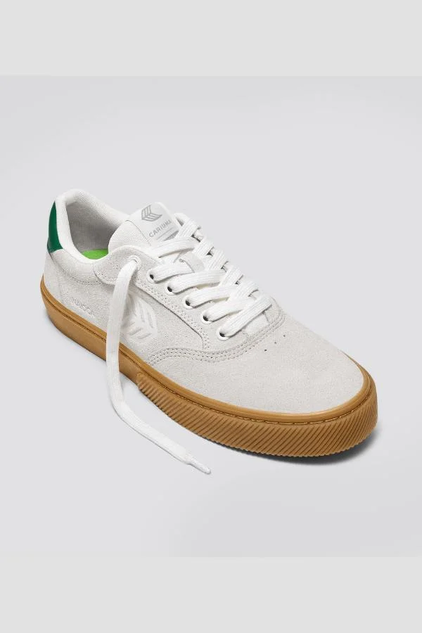 كاريوما NAIOCA Gum Smoke White Suede Off-White Logo Green Sneaker