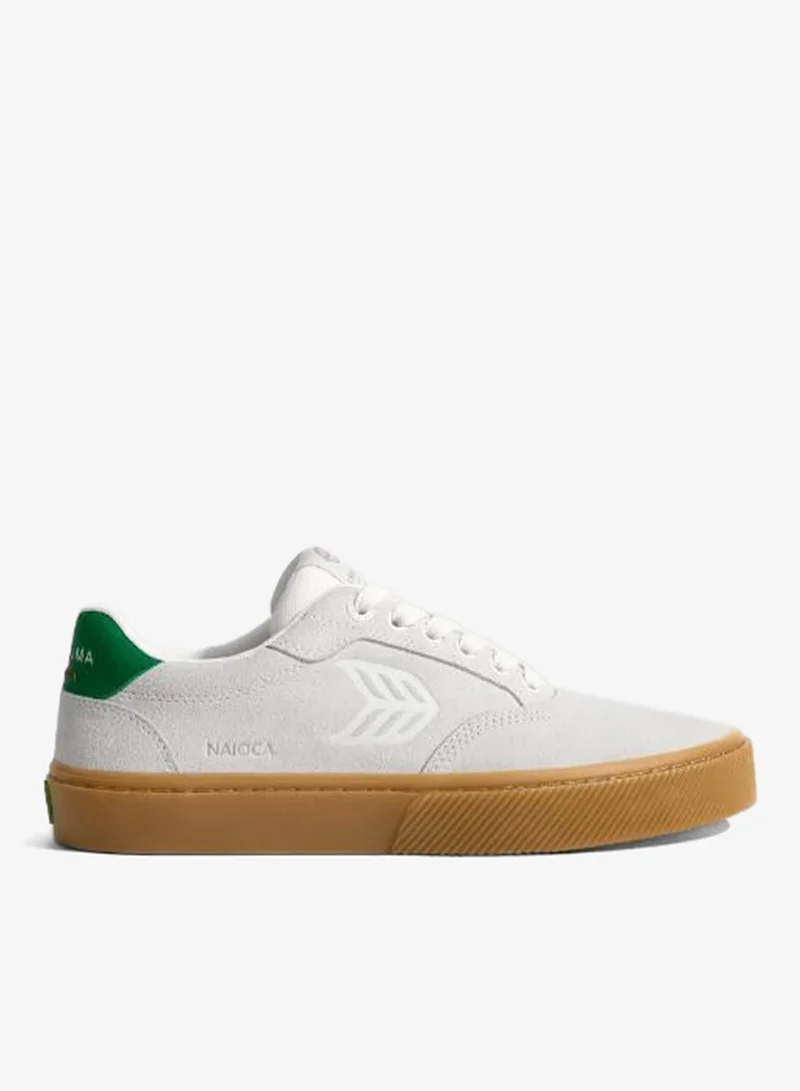 كاريوما NAIOCA Gum Smoke White Suede Off-White Logo Green Sneaker