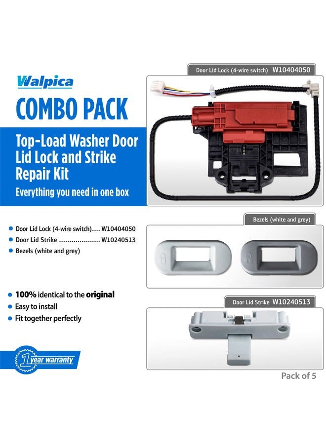 Walpica قفل غطاء W10404050 W10238287 لغسالة Maytag Centennial غسالة Kenmore غسالة Whirlpool Cabrio قطع غيار استبدال قفل الغطاء مفتاح الباب - Image 2