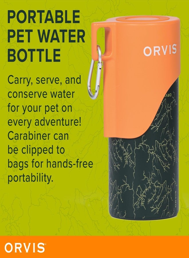 Orvis Dog Travel Water Bottle, 25oz Capacity | Portable Pet Waterer with Built-in Bowl | Stainless Steel, High Visibility Orange Lid - Image 2