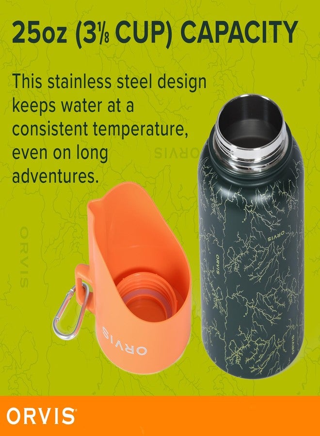 Orvis Dog Travel Water Bottle, 25oz Capacity | Portable Pet Waterer with Built-in Bowl | Stainless Steel, High Visibility Orange Lid - Image 5