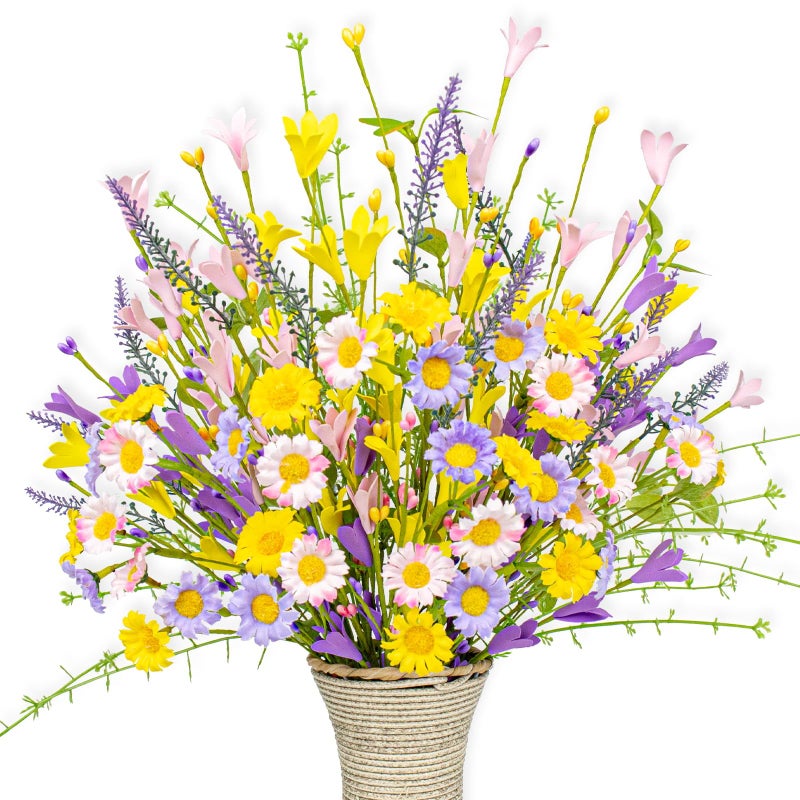JINGHONG Artificial Spring Flowers 12 Pack Floral Picks 17â€ Flower Stems with Forsythia and Green Leaves for Spring Summer Flower Arrangements Centerpieces Indoor Outdoor Decorations - Image 1