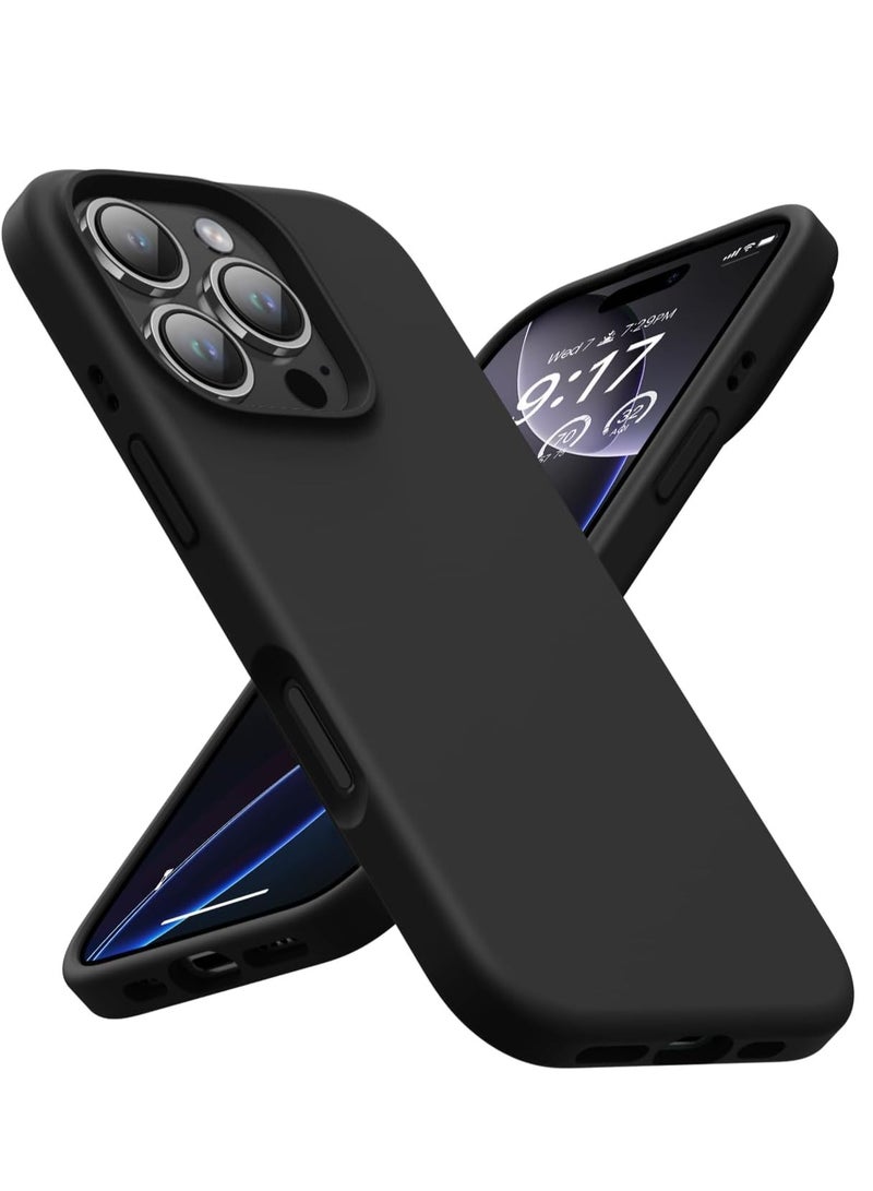 ELTRAZONE Premium Soft Liquid Silicone Case for iPhone 16 Pro – Silky and Soft Touch Series Full-Body Protective Bumper (Black) - Image 1