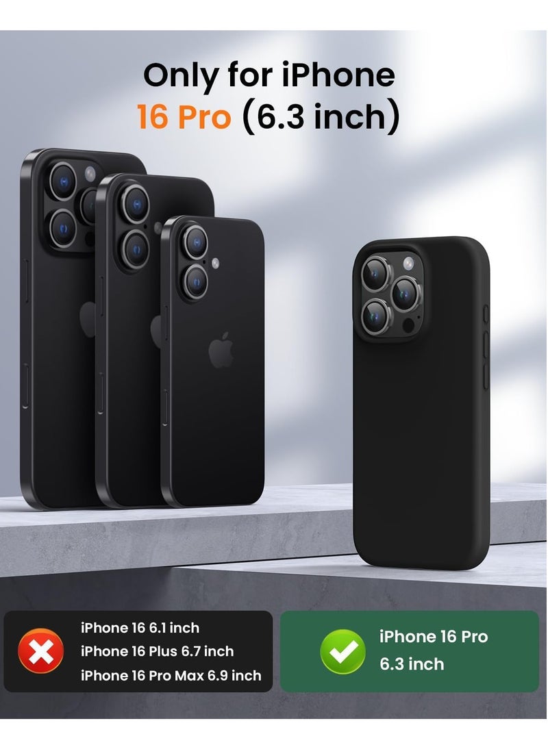 ELTRAZONE Premium Soft Liquid Silicone Case for iPhone 16 Pro – Silky and Soft Touch Series Full-Body Protective Bumper (Black) - Image 2