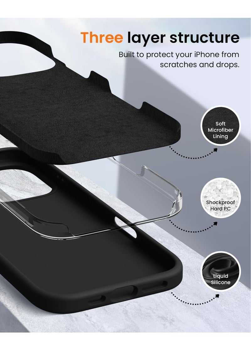 ELTRAZONE Premium Soft Liquid Silicone Case for iPhone 16 Pro – Silky and Soft Touch Series Full-Body Protective Bumper (Black) - Image 5