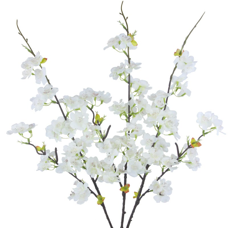 CITYES 3 Pcs Artificial Cherry Blossom Branches Flowers White Silk Peach Flowers Bulk Faux Spring Branches Arrangement Fake Cherry Stems for Indoor Outdoor Party DIY Wedding Table Vase Decor - Image 1