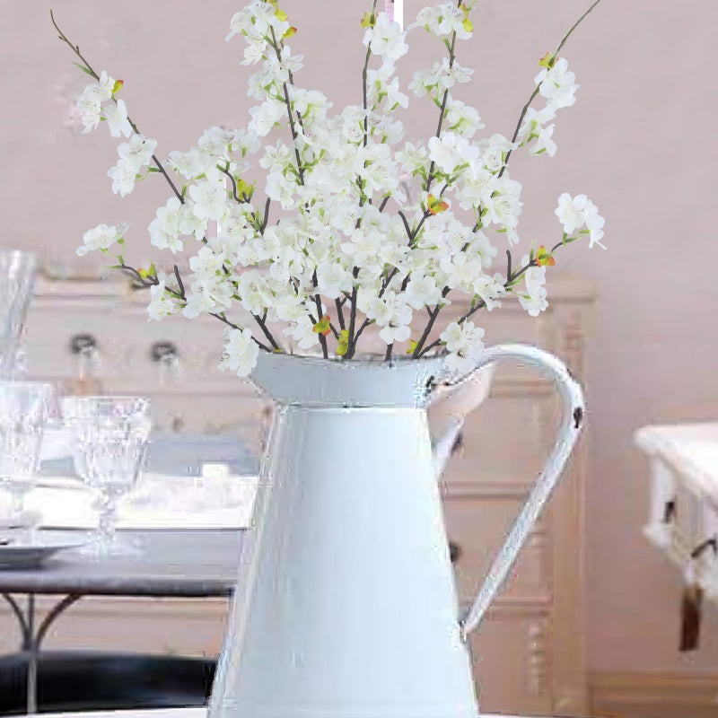 CITYES 3 Pcs Artificial Cherry Blossom Branches Flowers White Silk Peach Flowers Bulk Faux Spring Branches Arrangement Fake Cherry Stems for Indoor Outdoor Party DIY Wedding Table Vase Decor - Image 5