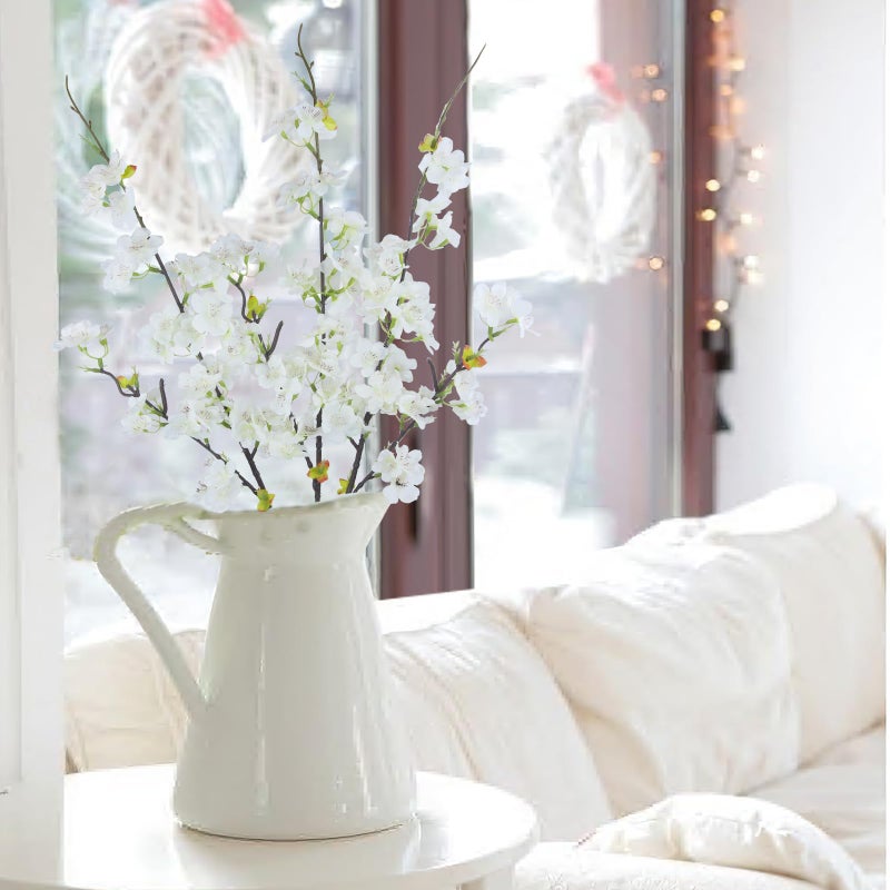 CITYES 3 Pcs Artificial Cherry Blossom Branches Flowers White Silk Peach Flowers Bulk Faux Spring Branches Arrangement Fake Cherry Stems for Indoor Outdoor Party DIY Wedding Table Vase Decor - Image 4
