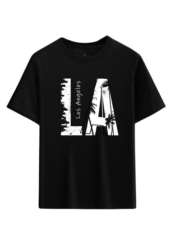Lymio Lymio Men T-Shirt || T-Shirt for Men || Printed T Shirt || T-Shirt (T-LA-1-5) (S, Black) - Image 1