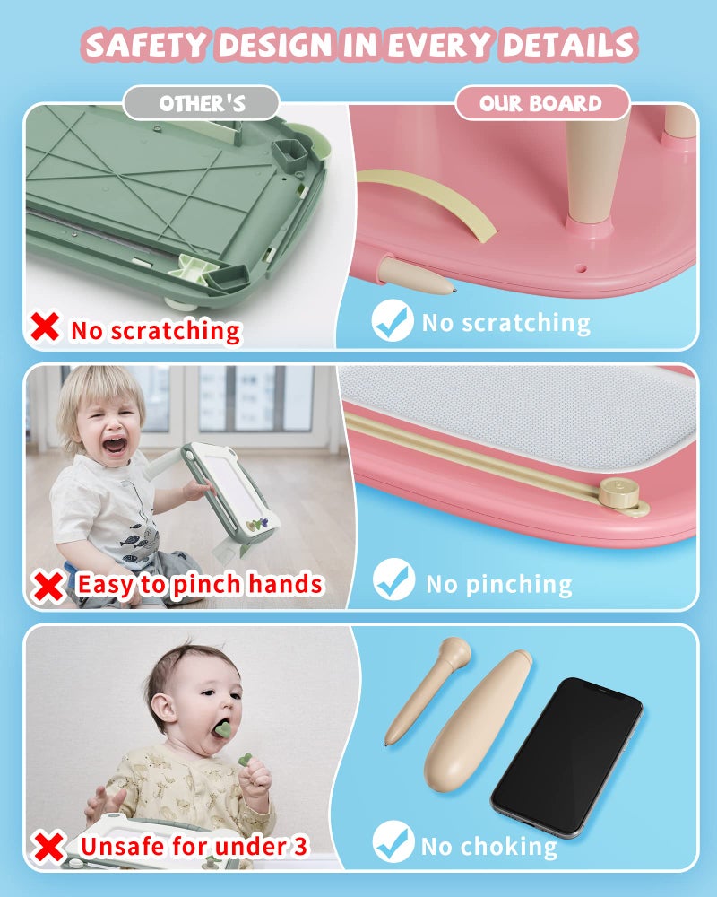 Kikapabi Toddler Magnetic Drawing Board - 1st Birthday Gifts for 1 2 3 Year Old Girls & Boys, Learning Doodle Board, Educational Toys for Baby (Pink) - Image 3