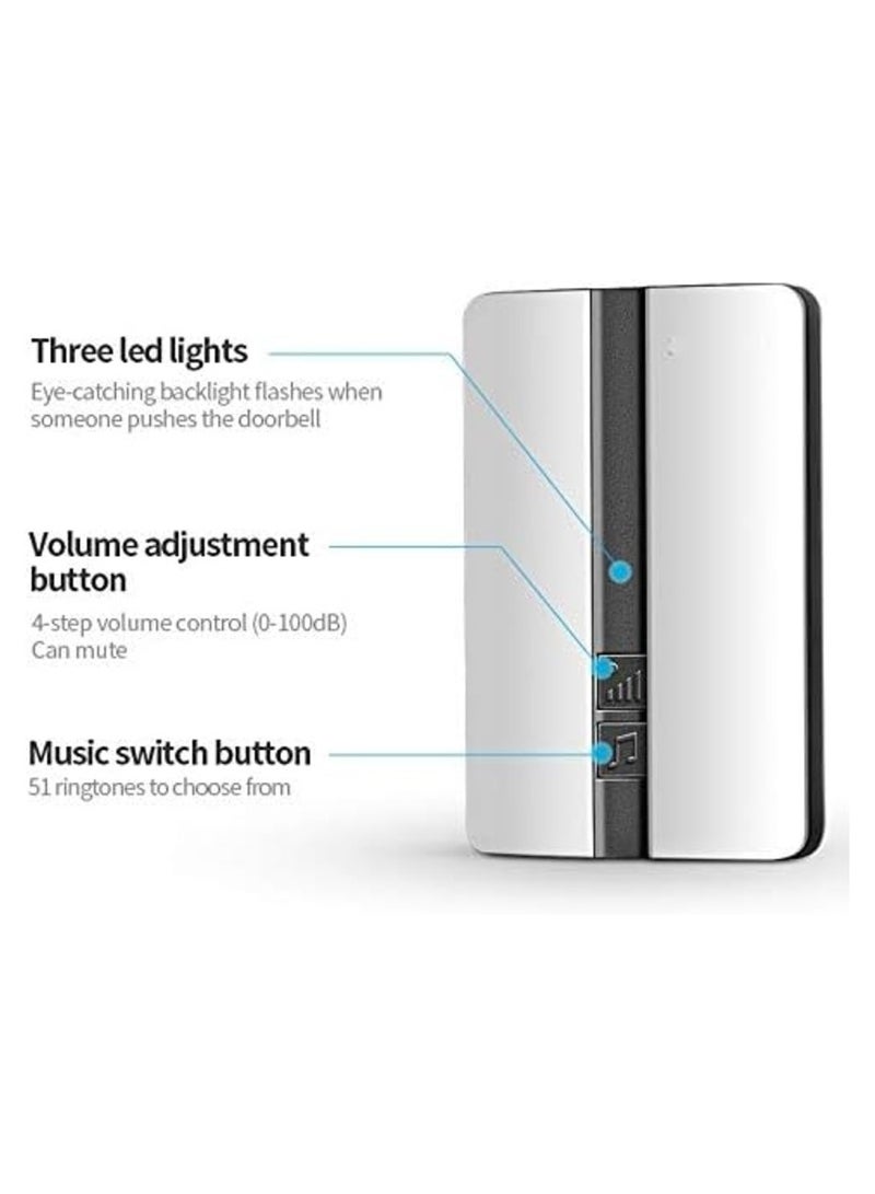 VeryHome Wireless Doorbell Waterproof Self-powered Button Smart Door Bell Sets Home Welcome Outdoor House Chimes Receiver - Image 2