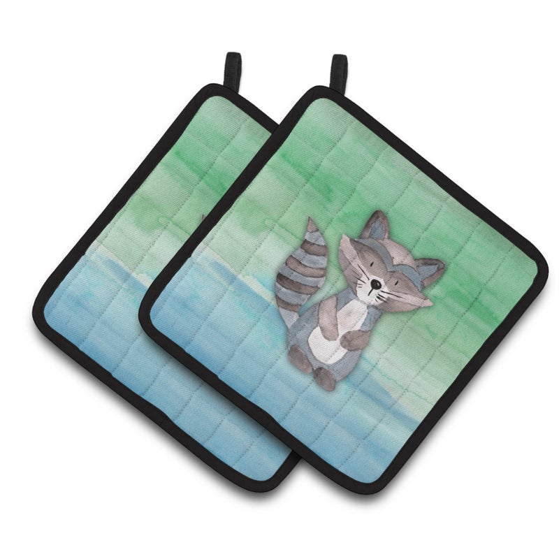 Caroline's Treasures ""Caroline's Treasures Raccoon Watercolor Decorated pot holder  7.5"""" x 7.5""""  Multicolor"" 
