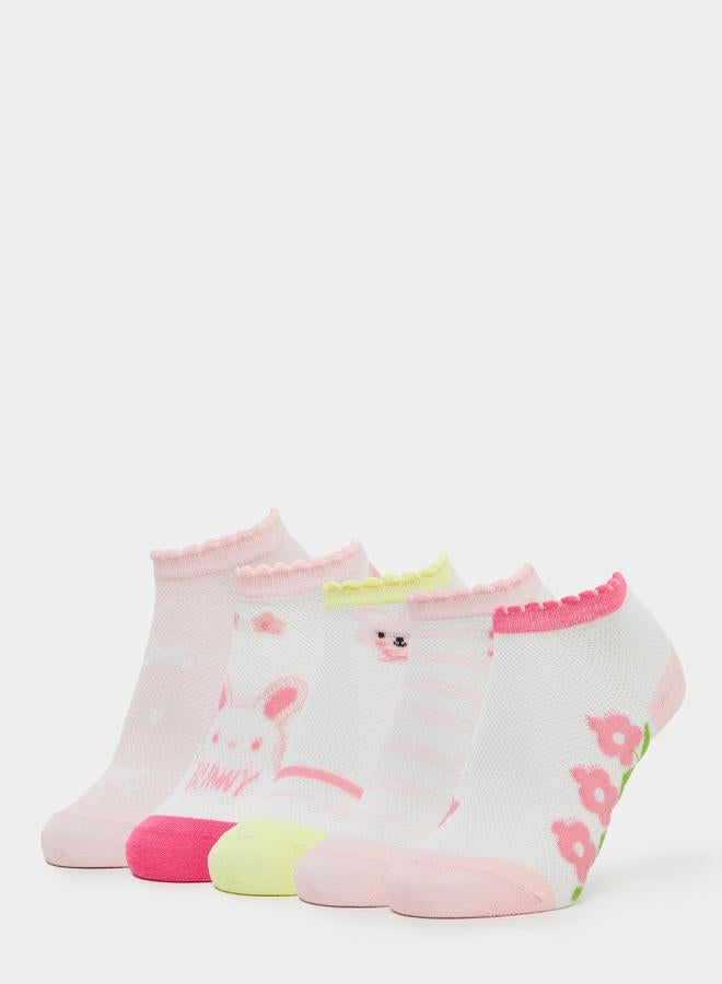 Styli Pack of 5 - Girls Bunny Graphic Socks - Image 1