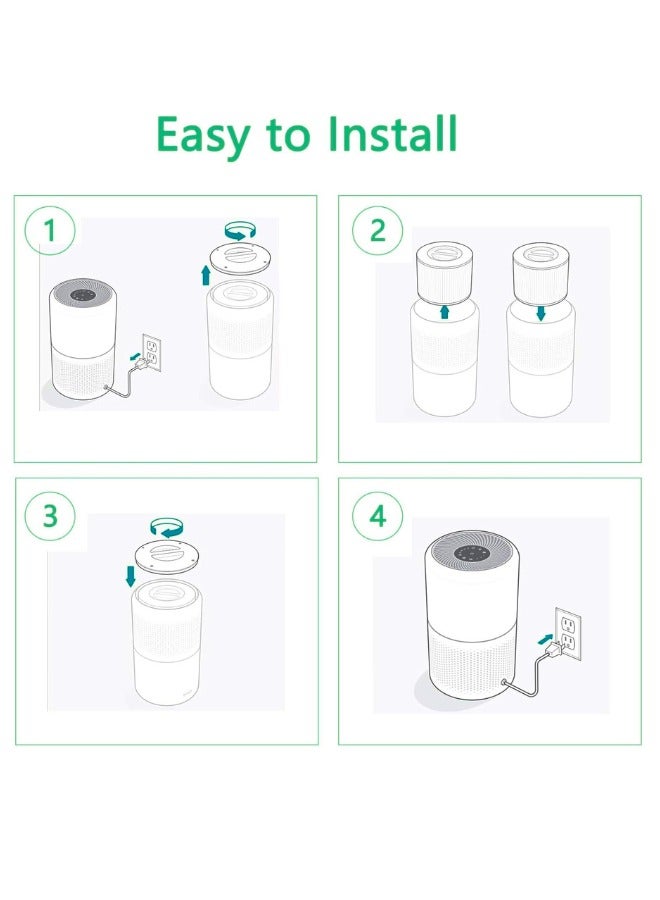 Chase Up 2-Pack  Replacement Filter Air Purifier, 3-in-1 H13 Grade True HEPA & Activated Carbon Filter, White - Image 2