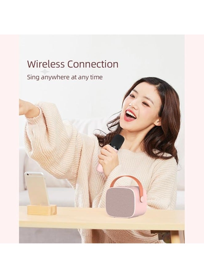 Portable Bluetooth Karaoke Machine with 2 Wireless Microphones, Music Player and Mini Speaker for Kids, Toys and Gifts, Pink  - Image 5