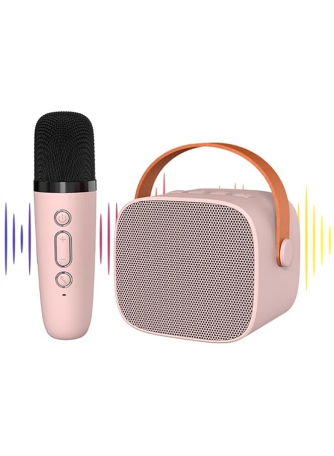 Portable Bluetooth Karaoke Machine with 2 Wireless Microphones, Music Player and Mini Speaker for Kids, Toys and Gifts, Pink  - Image 4