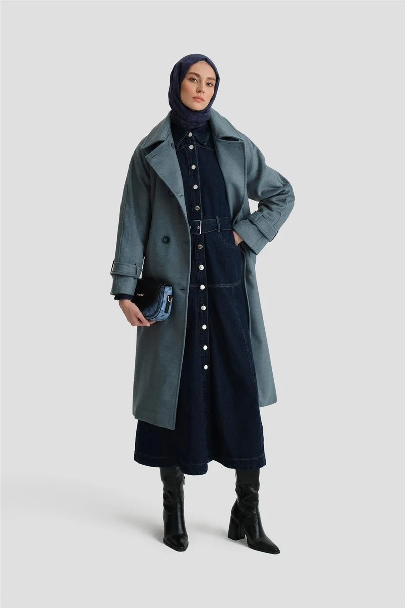 ARMINE Double Breasted Oversize Coat 24KH7614 Foggy Blue