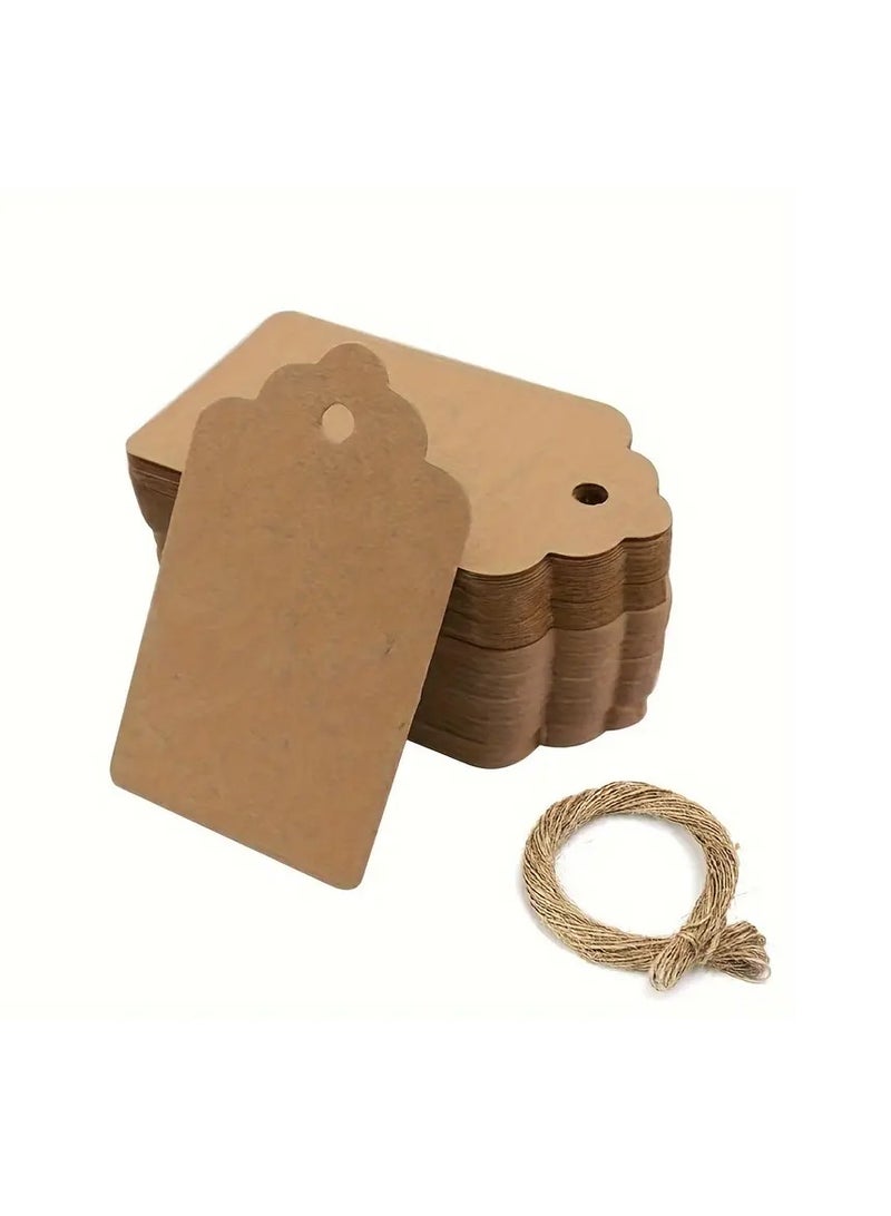PAMEER 100pcs Kraft Paper Gift Tags with Jute Twine, Blank Hangtag Cards for Gifts, Crafts, DIY Projects - 20m/787inch Twine Included - Image 5