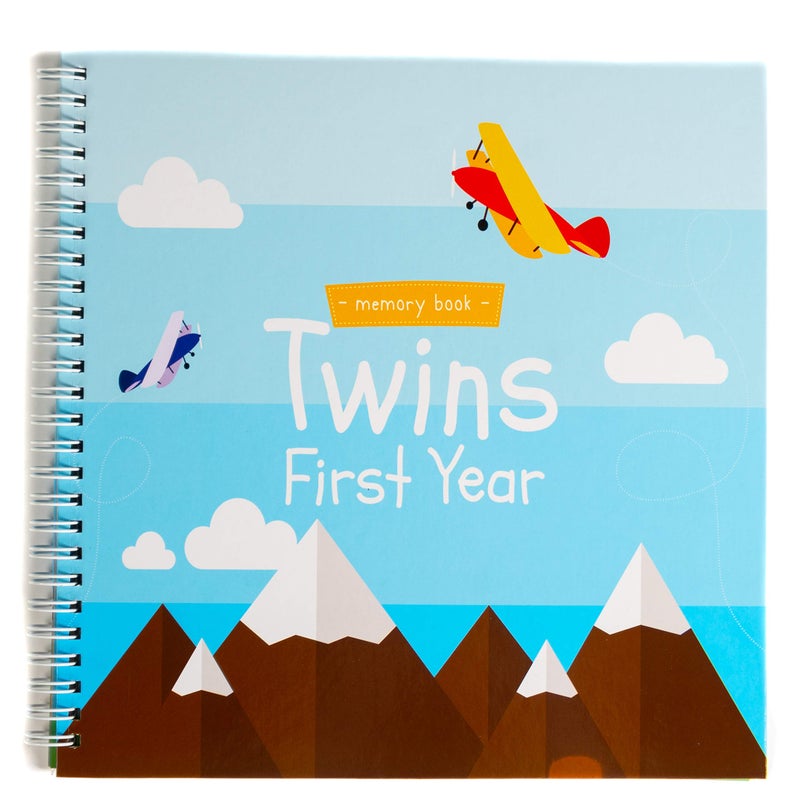 Unconditional rosie Twins First Year Hardcover Memory Book Airplanes Edition Newborn Babies 1st Year Journal And Milestones Photo Album Perfect and Unique Gift Idea for Baby Showers and Birthday Presents 