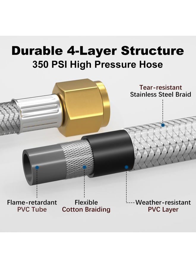 REDPANT Upgraded 24 Feet High Pressure Propane Hose Extension, Braided Gas Line with Conversion Coupling 3/8" Flare to 1/2" Female NPT, 1/4" Male NPT, 3/8" Male Flare, for Heater, Dryer, Fire Pit, Grill - Image 3