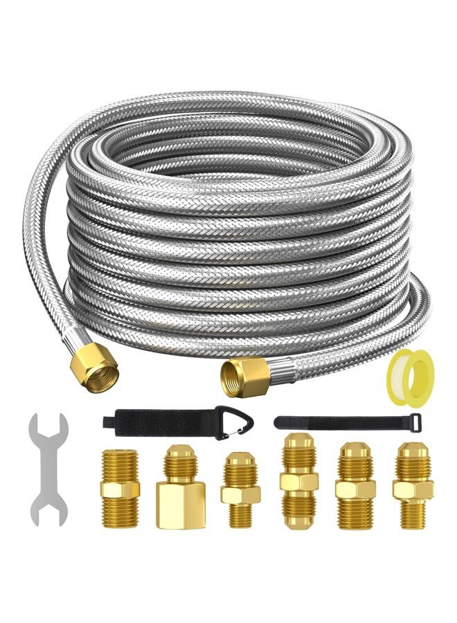 REDPANT Upgraded 24 Feet High Pressure Propane Hose Extension, Braided Gas Line with Conversion Coupling 3/8" Flare to 1/2" Female NPT, 1/4" Male NPT, 3/8" Male Flare, for Heater, Dryer, Fire Pit, Grill - Image 1