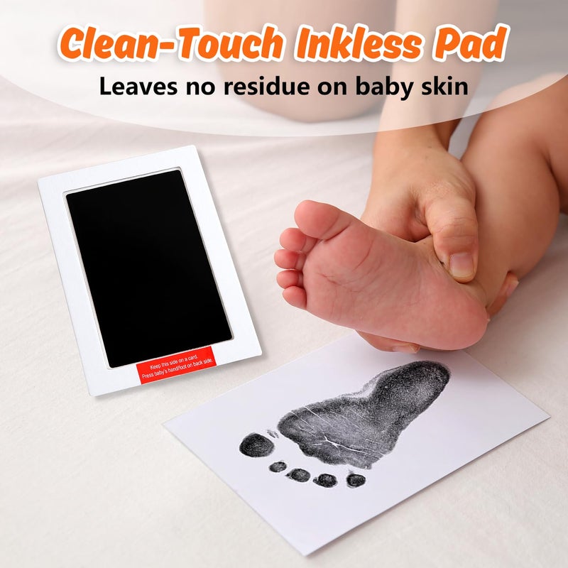 PewinGo Hand and Footprint Kit,Inkless Handprint Kit with 2 Safe Clean-Touch Ink Pads and a Wooden Picture Frame, Gifts for New Parents, Shower-Walnut - Image 3
