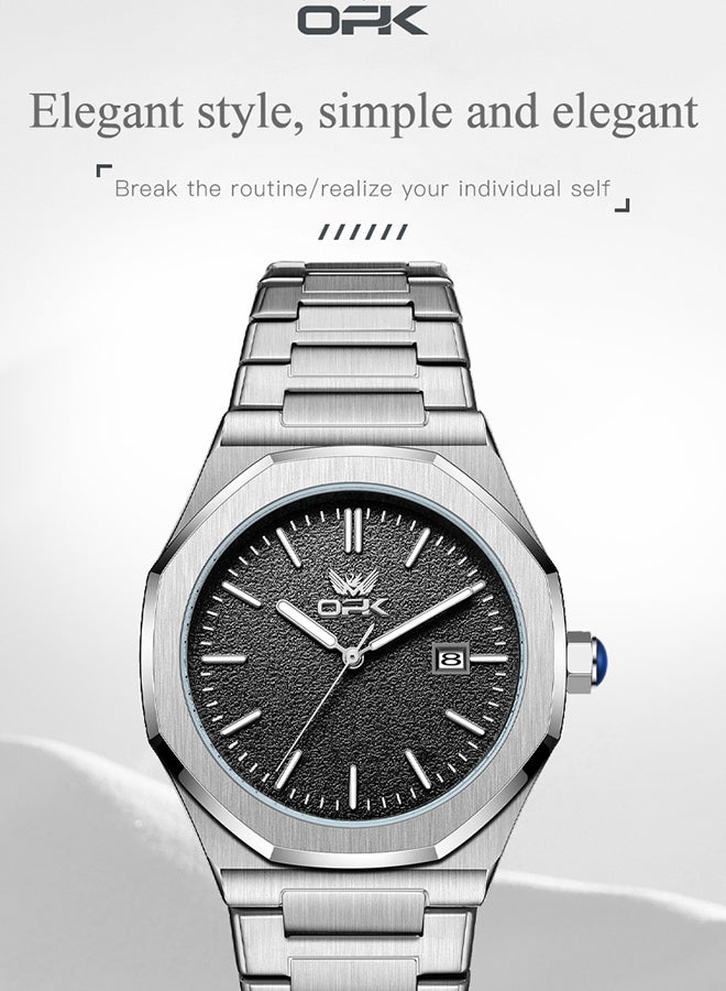 او بي كي ساعة OPK للرجال بسوار فولاذي مثمن الشكل وتقويم مضيء من الكوارتز 6046 - Image 2
