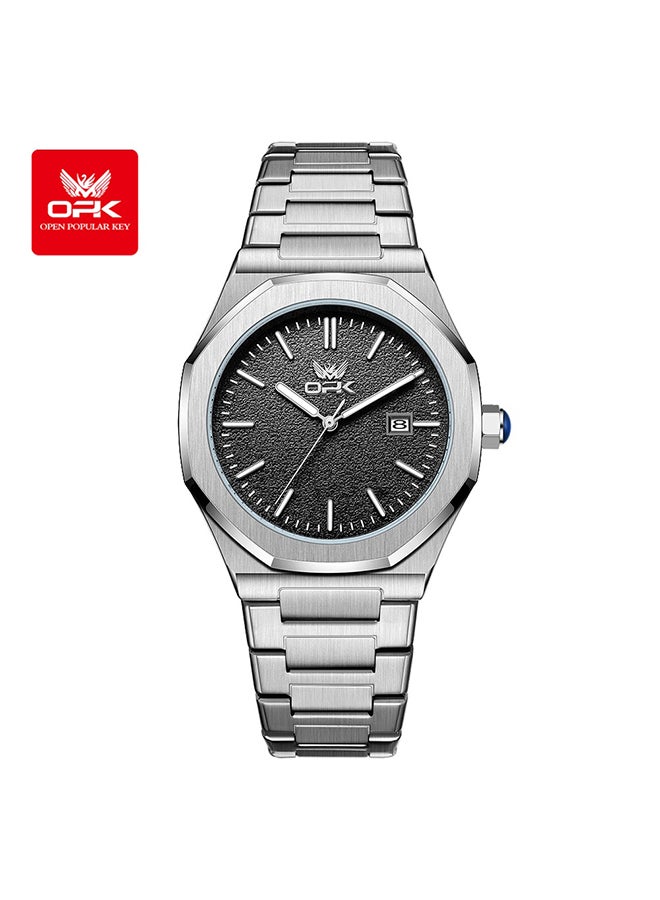 او بي كي ساعة OPK للرجال بسوار فولاذي مثمن الشكل وتقويم مضيء من الكوارتز 6046 - Image 1