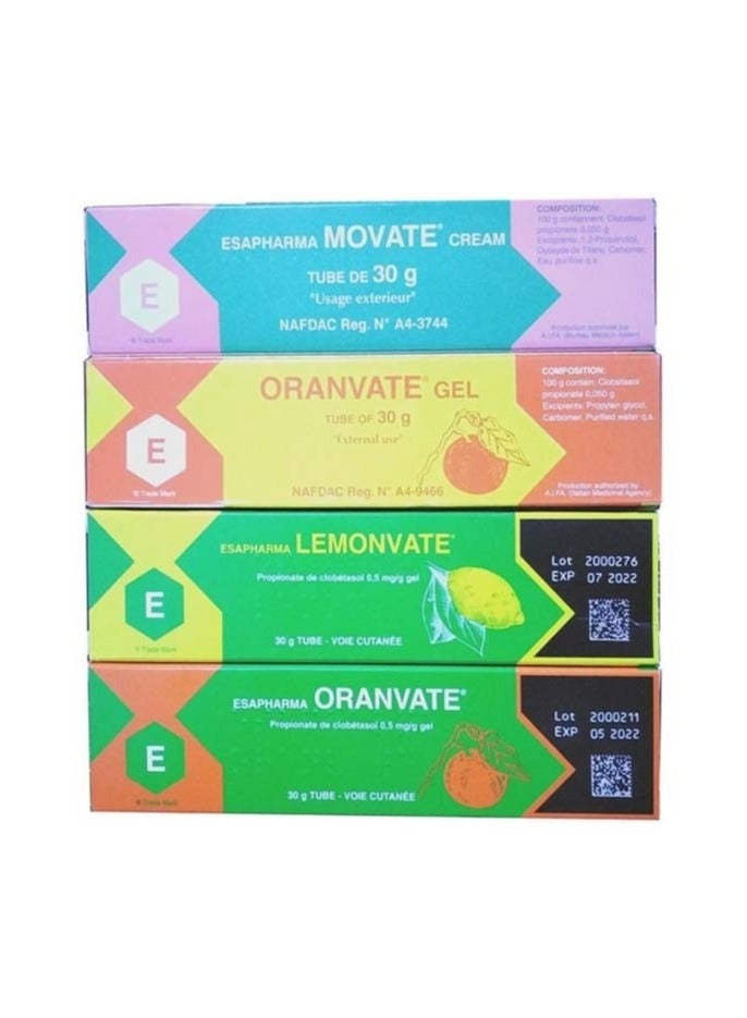 ESAPHARMA ESAPHARMA (lemonvate-oranvate-movate) 1Gel/ 3Cream Set - 4 x 30 grams 