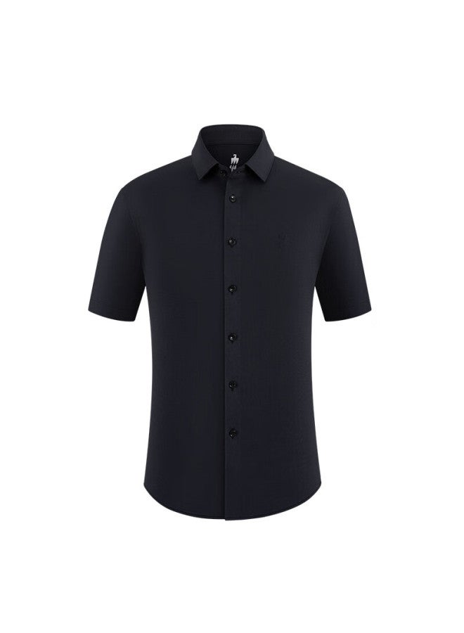 Ouding First-class High-stretch Shirt For Men, Deep Sapphire Summer Quick-dry Breathable Short-sleeve Shirt, Deep Sapphire Solid Color, Size 43 - Image 2
