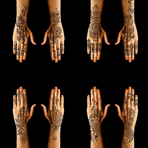 Mzstgh Henna Tattoo Stencils kit,Temporary Tattoos Stencils Reusable Henna Tattoo kit for Hand Forearm Airbrush Tattooing Template, Indian Temporary Tattoo Stickers - Image 3