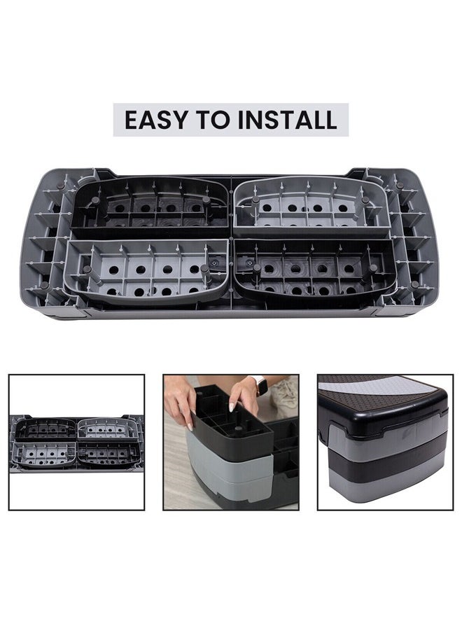 KUYING - KUYING 3-LEVEL ADJUSTABLE HEIGHT SETTINGS: Just overlap the coming risers on the original risers to adjust the height of our aerobic step (4inches, 6inches and 8inches) and meet your different workout needs. - Image 1
