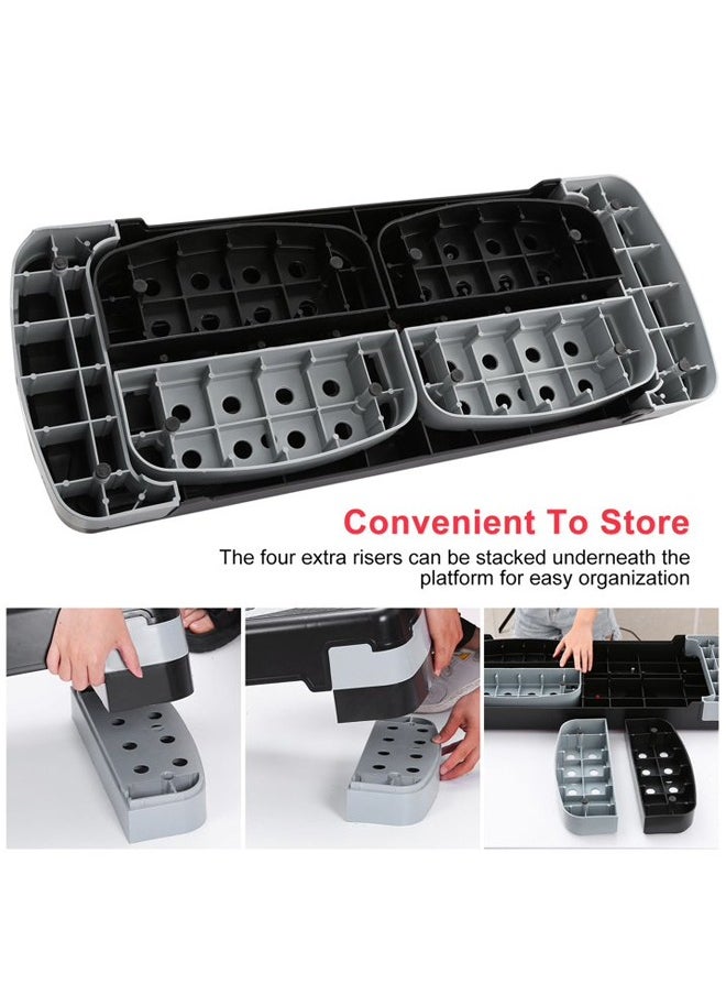 KUYING - KUYING 3-LEVEL ADJUSTABLE HEIGHT SETTINGS: Just overlap the coming risers on the original risers to adjust the height of our aerobic step (4inches, 6inches and 8inches) and meet your different workout needs. - Image 1