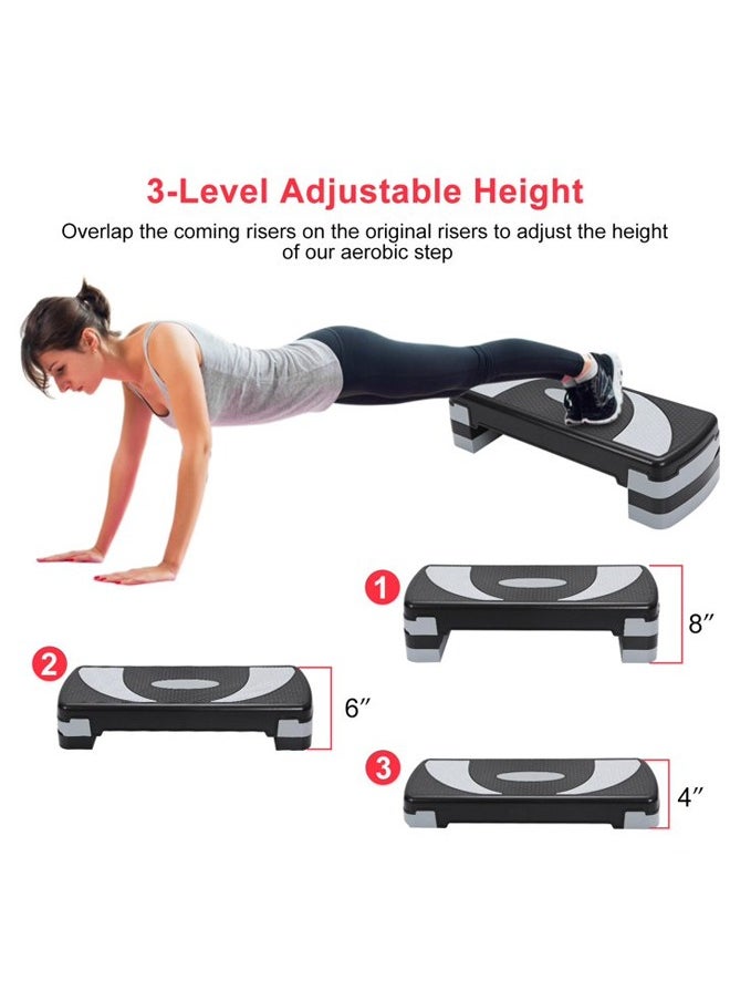 KUYING - KUYING 3-LEVEL ADJUSTABLE HEIGHT SETTINGS: Just overlap the coming risers on the original risers to adjust the height of our aerobic step (4inches, 6inches and 8inches) and meet your different workout needs. - Image 1