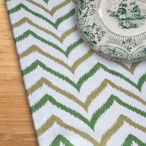 Dekor World Chevron Printed Green Cotton Table Runner (33x120cm) (Pack of 1 Piece)-4 Seater Dinning & Center Table - Image 4