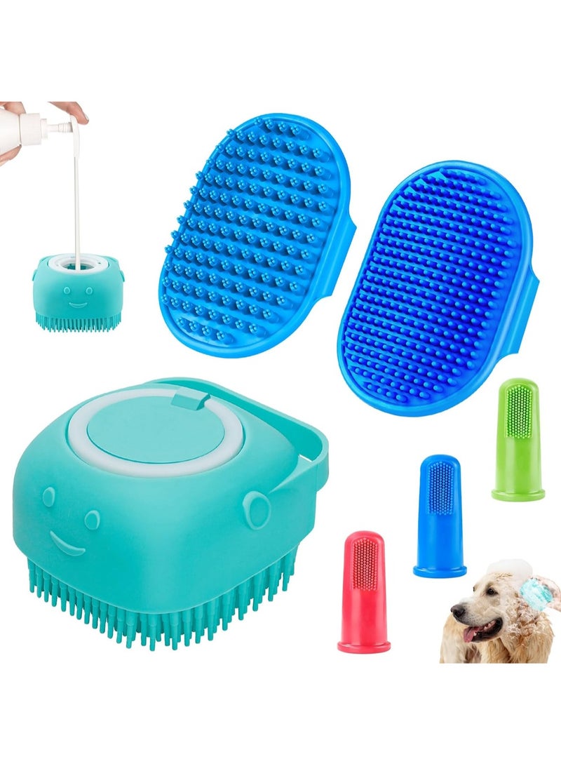 LOOPITYS 6PCS Dog Bath Brush & Dog Toothbrush | Adjustable Handle Shampoo Brush & Scrubber for Short & Long Haired Dogs & Cats | Effectively Solve Odor & Stain Removal Problems | Pet Supplies (Blue) - Image 1