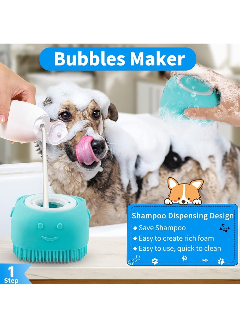 LOOPITYS 6PCS Dog Bath Brush & Dog Toothbrush | Adjustable Handle Shampoo Brush & Scrubber for Short & Long Haired Dogs & Cats | Effectively Solve Odor & Stain Removal Problems | Pet Supplies (Blue) - Image 2